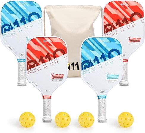 A11N Pickleball Paddles Set of 2/4 Fiberglass Surface Rackets with 4 Pickleball Balls and Pickleball Bag for Beginners - USAPA Approved in Kuwait