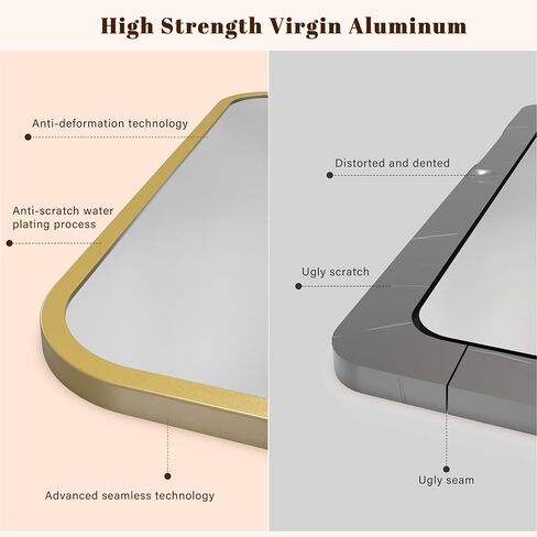 Black Bathroom Wall Mirror for Over Sink 24" × 32" Rectangle Vanity Mirror with Round Corner for Bedroom Seamless Anti-Rust Polymer Coated Shatterproof Glass (Horizontally/Vertically) in Saudi Arabia