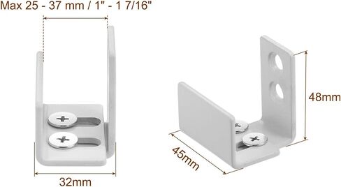 uxcell 2 Set Sliding Barn Door Floor Guide Wall Mounted, (25mm-37mm) Flexible Adjustable U Bracket Flush Flat Bottom Design, White in Saudi Arabia
