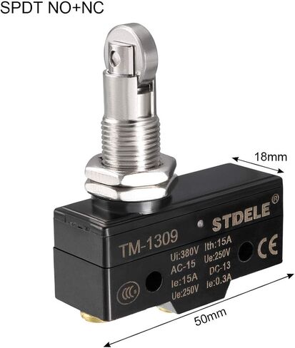 uxcell TM-1309 SPDT 1NO+1NC Panel Mount Roller Plunger Type Micro Limit Switch, Screw Terminals in Saudi Arabia