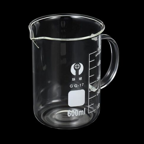 PATIKIL 50ml Glass Beaker with Handle, 3.3 Borosilicate Glass Graduated Printed Scale Measuring Cups with Spout for Kitchen Lab Liquids Transit Boiling in Saudi Arabia