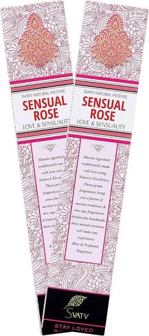 SVATV Hand Dipped Ancient Method Rose Incense Stick with pack of 12 Incense for Meditation, Yoga, Spiritual, Aromatherapy Energy Cleansing & Calm Down The Mind - 15g x 12 | 180g | 6.35oz in Saudi Arabia