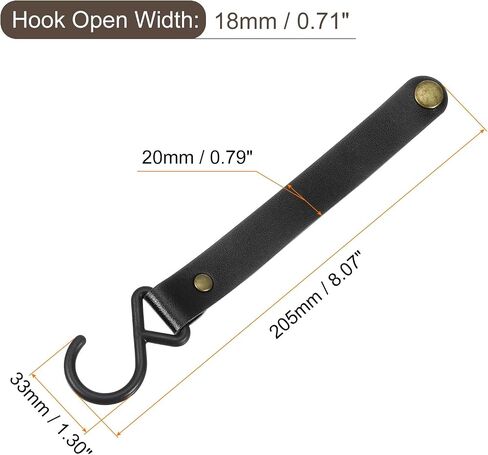 uxcell Leather S Hooks, 8Pcs Camping Hook Hanger Multipurpose S-Shaped Hangers for Outdoor Picnic Hanging Pots Pans Utensils, Beige in Kuwait