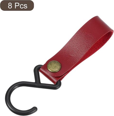uxcell Leather S Hooks, 8Pcs Camping Hook Hanger Multipurpose S-Shaped Hangers for Outdoor Picnic Hanging Pots Pans Utensils, Beige in Kuwait