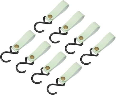 uxcell Leather S Hooks, 8Pcs Camping Hook Hanger Multipurpose S-Shaped Hangers for Outdoor Picnic Hanging Pots Pans Utensils, Beige in Kuwait