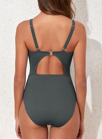 Aleumdr Women's Ruffled One Piece Swimsuit V Neck Tummy Control Swimwear Cut Out Back Bathing Suit in Saudi Arabia