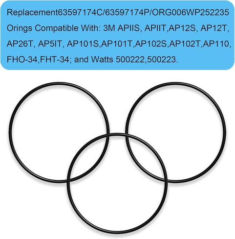 حلقة دائرية متوافقة مع فلاتر المياه 3M Aqua-Pure، Aqua-Pure، استبدال مساكن مرشح Watts Premier Watts لـ 63597174C / 63597174P / WP252235 / AO-WH-STD-OR-2 (3 قطع) in Kuwait