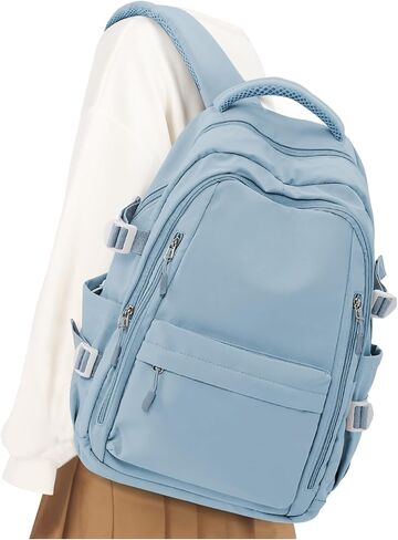 Lightweight School Backpack for Women, College Bag High School Bookbag for Teens Girls Boys, Large Laptop Travel Backpack for Men, Beige in Saudi Arabia