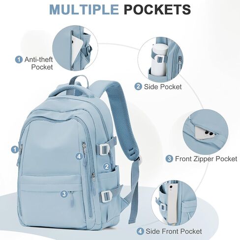 Lightweight School Backpack for Women, College Bag High School Bookbag for Teens Girls Boys, Large Laptop Travel Backpack for Men, Beige in Saudi Arabia