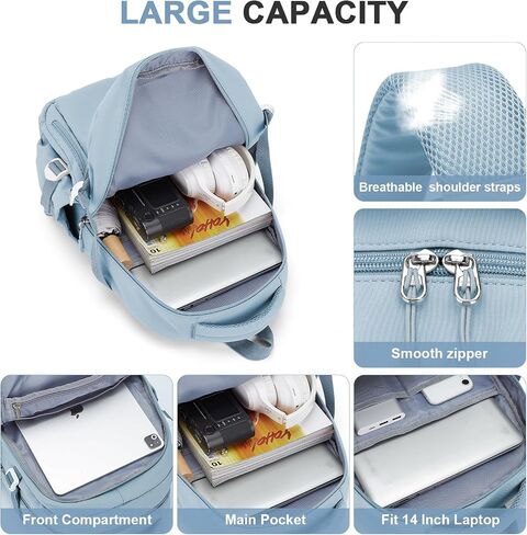Lightweight School Backpack for Women, College Bag High School Bookbag for Teens Girls Boys, Large Laptop Travel Backpack for Men, Beige in Saudi Arabia