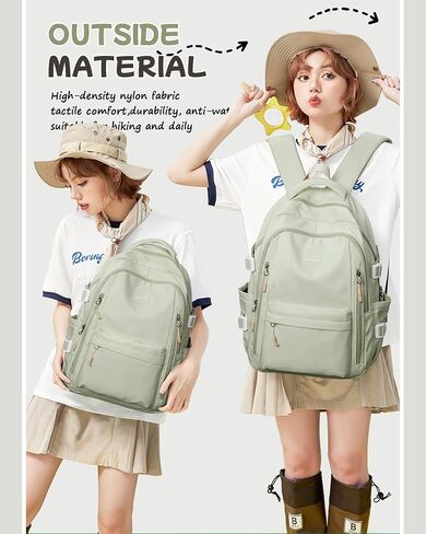 Lightweight School Backpack for Women, College Bag High School Bookbag for Teens Girls Boys, Large Laptop Travel Backpack for Men, Beige in Saudi Arabia