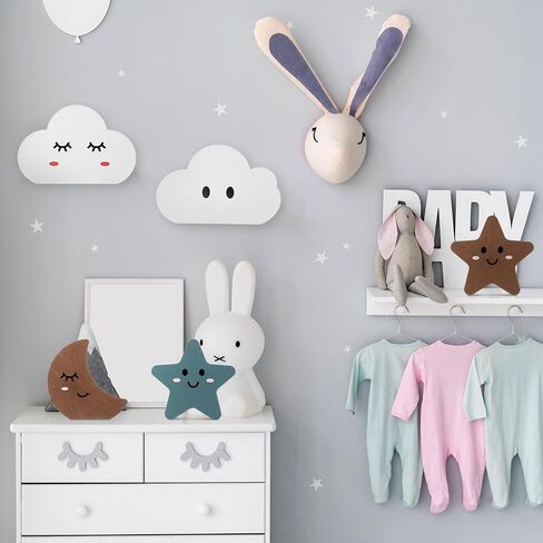 Yousoontic 5 Pcs Cloud Stars and Moon Nursery Decor Bohemian Wood Nursery Shelves Decoration Celestial Nordic Boho Wooden Nursery Shelf Decor Boho Baby Decor for Boys Girls Kids Bedroom in Saudi Arabia