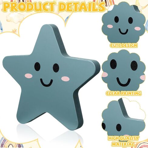 Yousoontic 5 Pcs Cloud Stars and Moon Nursery Decor Bohemian Wood Nursery Shelves Decoration Celestial Nordic Boho Wooden Nursery Shelf Decor Boho Baby Decor for Boys Girls Kids Bedroom in Saudi Arabia