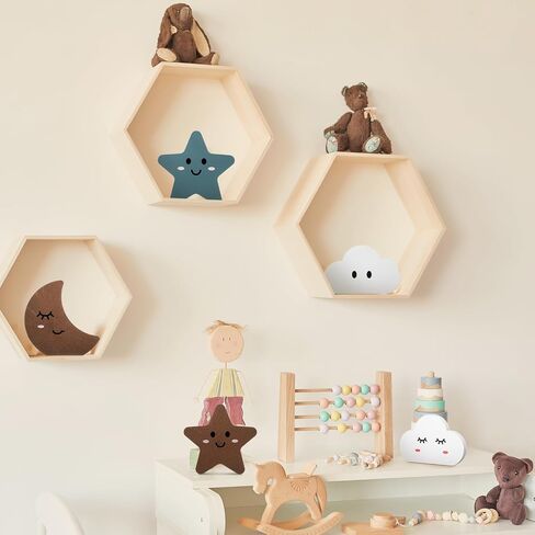 Yousoontic 5 Pcs Cloud Stars and Moon Nursery Decor Bohemian Wood Nursery Shelves Decoration Celestial Nordic Boho Wooden Nursery Shelf Decor Boho Baby Decor for Boys Girls Kids Bedroom in Saudi Arabia