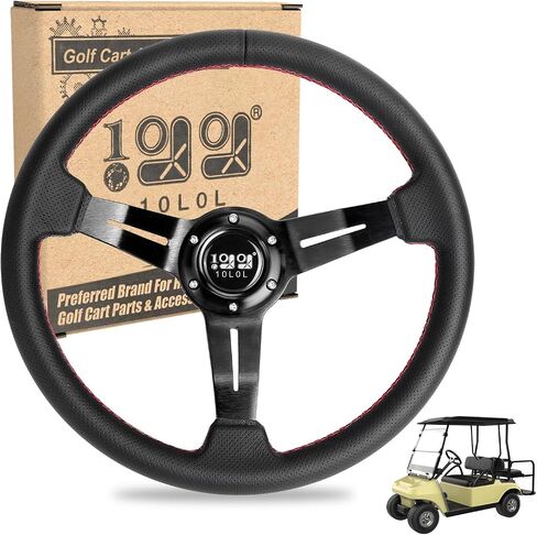 عجلة قيادة عربة الجولف ذات التصميم العالمي 10L0L مناسبة لسيارة Yamaha Club Car DS & Precedent Tempo، EZGO RXV & TXT، عجلة قيادة من ألياف الكربون بتصميم مريح in Saudi Arabia