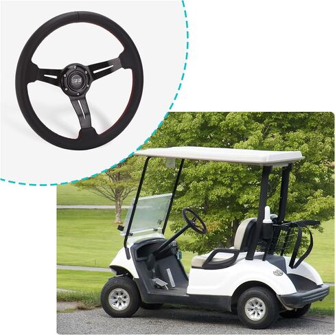 عجلة قيادة عربة الجولف ذات التصميم العالمي 10L0L مناسبة لسيارة Yamaha Club Car DS & Precedent Tempo، EZGO RXV & TXT، عجلة قيادة من ألياف الكربون بتصميم مريح in Saudi Arabia