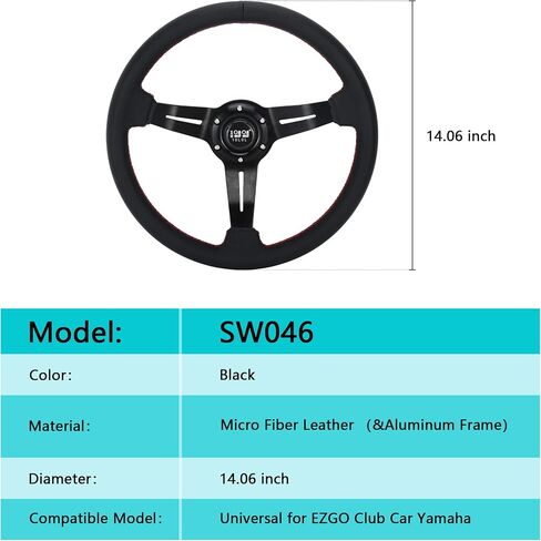 عجلة قيادة عربة الجولف ذات التصميم العالمي 10L0L مناسبة لسيارة Yamaha Club Car DS & Precedent Tempo، EZGO RXV & TXT، عجلة قيادة من ألياف الكربون بتصميم مريح in Saudi Arabia