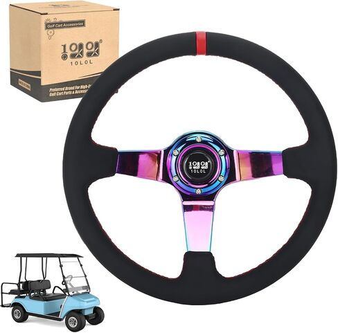 10L0L Universal Design Golf Cart Steering Wheel Fit for Yamaha Club Car DS & Precedent Tempo, EZGO RXV & TXT, Ergonomic Design Carbon Fiber Steering Wheel in Saudi Arabia