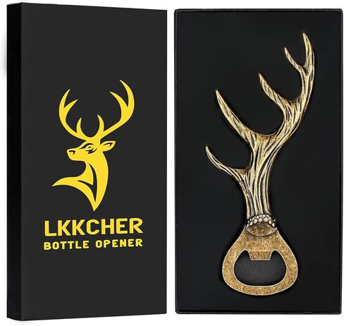 LKKCHER Deer Reindeer Antlers Beer Bottle Opener, Father Day Gifts Christmas Gifts Birthday Gifts for Men Women Dad, Deer Gifts Stag Gifts for Deer Fans Hunters, Dark Silver in Saudi Arabia