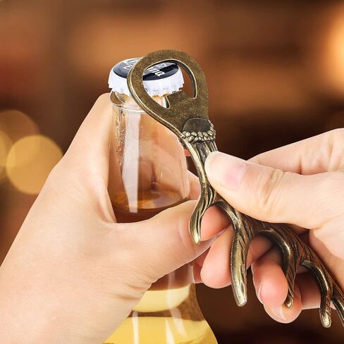 LKKCHER Deer Reindeer Antlers Beer Bottle Opener, Father Day Gifts Christmas Gifts Birthday Gifts for Men Women Dad, Deer Gifts Stag Gifts for Deer Fans Hunters, Dark Silver in Saudi Arabia