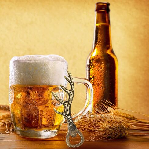 LKKCHER Deer Reindeer Antlers Beer Bottle Opener, Father Day Gifts Christmas Gifts Birthday Gifts for Men Women Dad, Deer Gifts Stag Gifts for Deer Fans Hunters, Dark Silver in Saudi Arabia