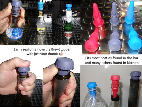 Brew Stopper 6 Pack Ideal Wine Stopper Beer Stopper Spirt Compare to Rabbit Wine Stopper champagne stopper Model: BStop6 (Home & Kitchen) in Saudi Arabia