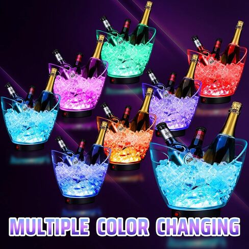 10 قطع دلاء ثلج LED 2 لتر دلاء بيرة بلاستيكية شفافة LED دلاء بيرة خفيفة RGB ألوان متغيرة دلو تبريد دلو ثلج بلاستيكي مع حاوية ثلج حامل للحفلات المنزلية ونوادي KTV in Kuwait