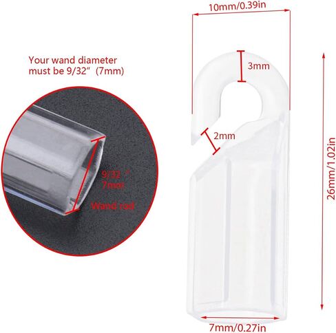 Create idea 12PCS Wand Tip Hook Sleeve Clear Plastic Shepherds Hook Wand Tip Connector Wand Cap for 7mm Outer Diameter Hexagonal Curtain Rod Blind Tilt Wand and Wood Blinds in Saudi Arabia