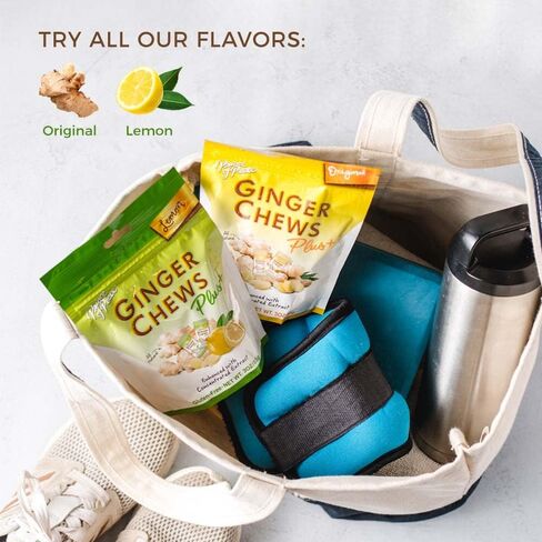 أمير السلام مضغ الزنجبيل بلس + مع الليمون، 3 أوقية. حقيبة – مساعدة الجهاز الهضمي، الإغاثة، الحلوى الصحية، مساعدة المعدة in Kuwait