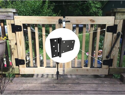مفصلات باب أسود مقاس 3.5 بوصة، مفصلات حظيرة مربعة، مفصلات بوابة شديدة التحمل، أجهزة مطاوع حديد مقاوم للصدأ للأسوار الخشبية (غير متضمنة مسامير) in Kuwait