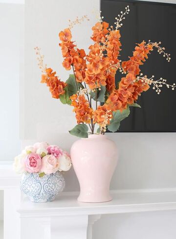 IPOPU Blue Orchid Artificial Flowers 6PCS Faux Orchid 39.37" Dusty Blue Flowers Long Stem Flowers for Tall Vase Silk Flowers for Home Decor Indoor Outdoor Wedding Party Decoration (Blue) in Saudi Arabia