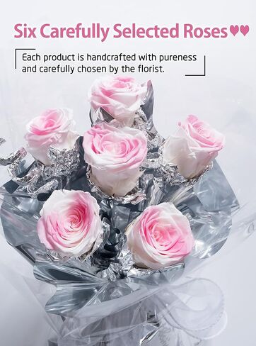 ORANGESCE Silver Galaxy Roses - Luxurious Preserved Rose Bouquet with Gift Box and Card , non-withering flowers. Eternal Rose Popular for Valentine's Day, Mother's Day, Anniversaries, Birthdays, Weddings, Christmas (Pink) in Saudi Arabia