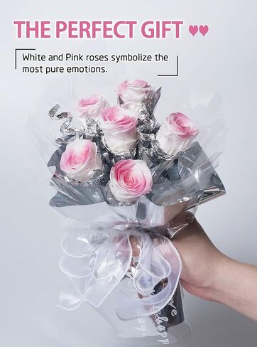 ORANGESCE Silver Galaxy Roses - Luxurious Preserved Rose Bouquet with Gift Box and Card , non-withering flowers. Eternal Rose Popular for Valentine's Day, Mother's Day, Anniversaries, Birthdays, Weddings, Christmas (Pink) in Saudi Arabia