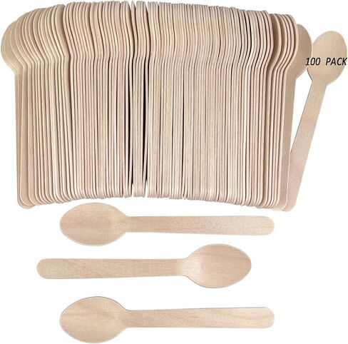 100 Pack Disposable Wooden Forks - 6.3 Inch Splinter-free Compostable Bamboo Forks - Natural Biodegradable Utensils for Parties, Camping, Picnics, BBQs, and Weddings in Saudi Arabia