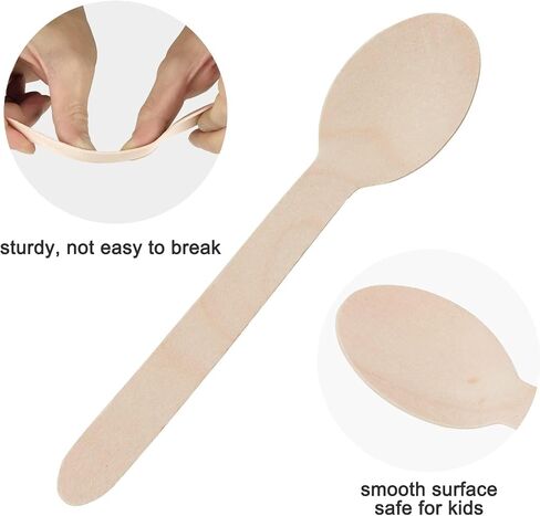 100 Pack Disposable Wooden Forks - 6.3 Inch Splinter-free Compostable Bamboo Forks - Natural Biodegradable Utensils for Parties, Camping, Picnics, BBQs, and Weddings in Saudi Arabia