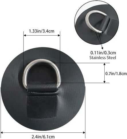 4 Pieces Surf D Rings Patch - Stainless Steel D-Ring Pad/Patch 3.15inch Round- for PVC Inflatable Boat Canoe Raft Dinghy Kayak Surfboard Stand up Paddle Board - NO Glue Included in Saudi Arabia