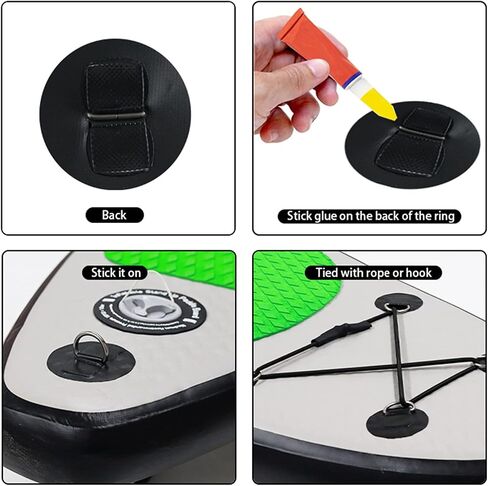 4 Pieces Surf D Rings Patch - Stainless Steel D-Ring Pad/Patch 3.15inch Round- for PVC Inflatable Boat Canoe Raft Dinghy Kayak Surfboard Stand up Paddle Board - NO Glue Included in Saudi Arabia