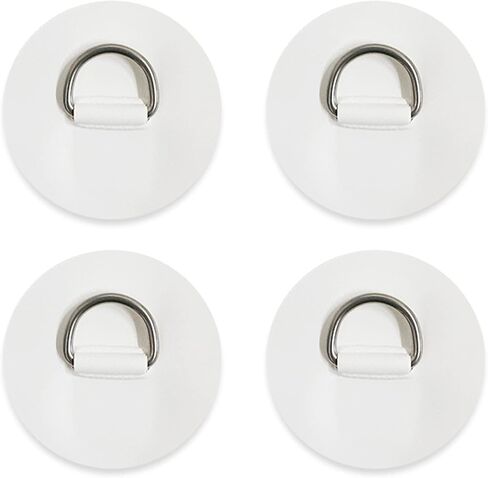 4 Pieces Surf D Rings Patch - Stainless Steel D-Ring Pad/Patch 3.15inch Round- for PVC Inflatable Boat Canoe Raft Dinghy Kayak Surfboard Stand up Paddle Board - NO Glue Included in Saudi Arabia