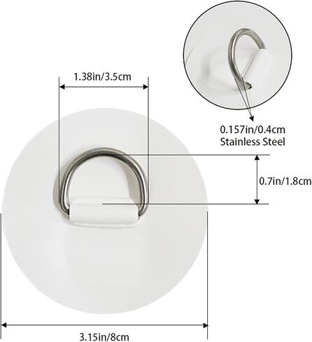 4 Pieces Surf D Rings Patch - Stainless Steel D-Ring Pad/Patch 3.15inch Round- for PVC Inflatable Boat Canoe Raft Dinghy Kayak Surfboard Stand up Paddle Board - NO Glue Included in Saudi Arabia