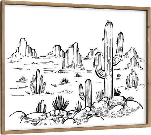 flangairy Western Wall Decor, Cactus Wall Art, 31.5 × 23.6 Inches Wooden Southwestern Desert Living Room Southwest Home Wood Black White Decorations in Saudi Arabia