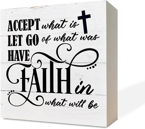 Inspirational Wood Signs, Wooden Box Sign Desk Decor, Mindset Sign, Faith Sign, Decorative Table Sign, Positive Home Decor, Cheer Up Gifts, Accept What is Let Go of What Was Have Faith in What Will Be in Saudi Arabia