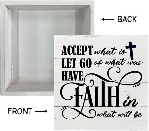 Inspirational Wood Signs, Wooden Box Sign Desk Decor, Mindset Sign, Faith Sign, Decorative Table Sign, Positive Home Decor, Cheer Up Gifts, Accept What is Let Go of What Was Have Faith in What Will Be in Saudi Arabia