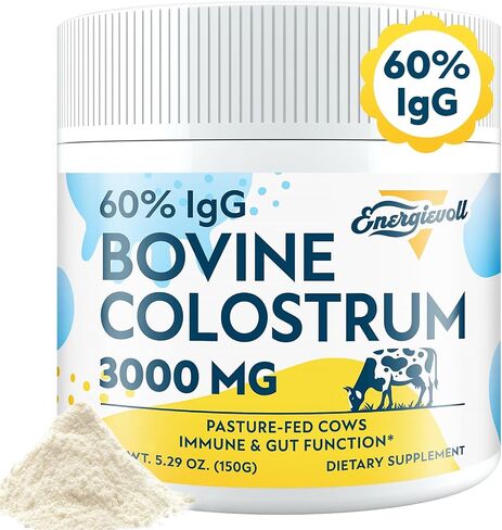 Bovine Colostrum Supplement Powder - 60% IgG 3000 mg for Gut, Hair Growth, Beauty, and Immune, Easy to Mix, Unflavored (50 Servings) in Saudi Arabia
