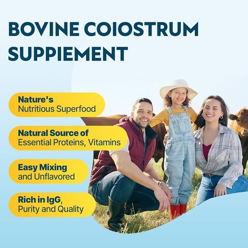 Bovine Colostrum Supplement Powder - 60% IgG 3000 mg for Gut, Hair Growth, Beauty, and Immune, Easy to Mix, Unflavored (50 Servings) in Saudi Arabia