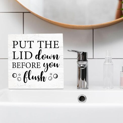 علامة حمام محمصة الخبز الحية، ديكور حمام مضحك، هدية لمحبي الفكاهة الداكنة علامة خشبية 5 × 5 بوصة، ضيف مزرعة نصف حمام ديكور فكاهة داكنة in Kuwait