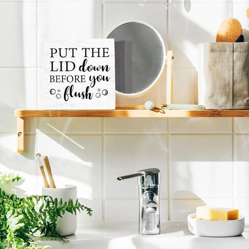 علامة حمام محمصة الخبز الحية، ديكور حمام مضحك، هدية لمحبي الفكاهة الداكنة علامة خشبية 5 × 5 بوصة، ضيف مزرعة نصف حمام ديكور فكاهة داكنة in Kuwait