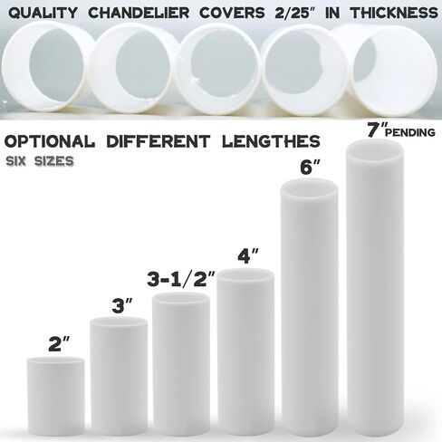 2 3 4 6 Inch White Plastic Candle Cover Sleeves,Chandelier Socket Sleeves,Candelabra Base E12 Socket Covers Set of 12 (4-Inch / 12-Pack) in Saudi Arabia