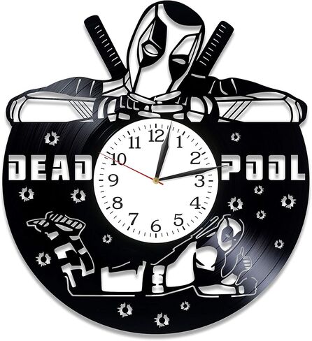 Xmas Gift Idea for Boys Movie Art Deathpool Wall Art Comics Gift Lp Vinyl Retro Record Wall Clock Exclusive Birthday Gift for Man Deathpool Clock Wall Clock Vintage in Saudi Arabia