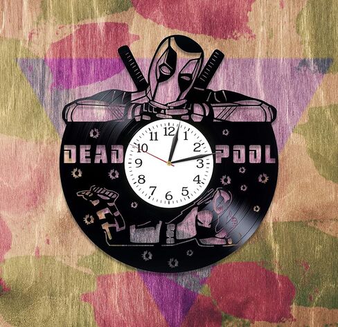 Xmas Gift Idea for Boys Movie Art Deathpool Wall Art Comics Gift Lp Vinyl Retro Record Wall Clock Exclusive Birthday Gift for Man Deathpool Clock Wall Clock Vintage in Saudi Arabia