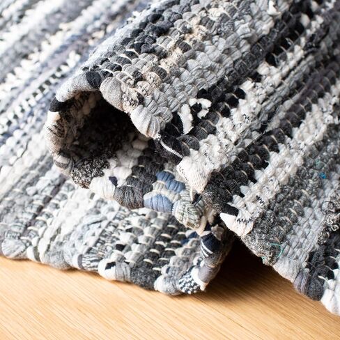 SAFAVIEH Rag Rug Collection Accent Rug - 2' x 3', Grey, Handmade Boho Stripe Cotton, Ideal for High Traffic Areas in Entryway, Living Room, Bedroom (RAR128A) in Saudi Arabia